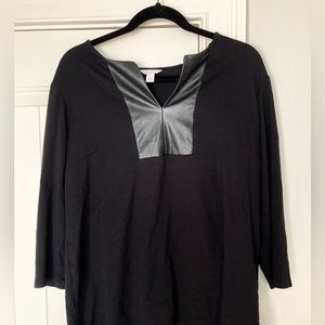 Cato size L back top 3/4 sleeves with faux leather collar